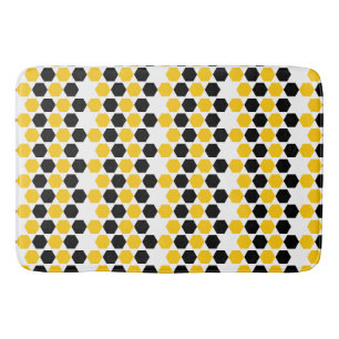 Bumble Black Yellow Geometric Hexagram Hex Pattern Bath Mat