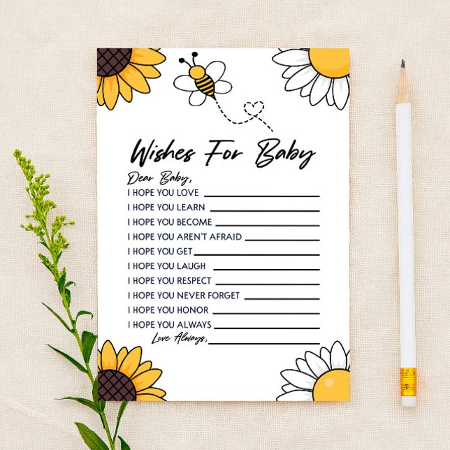 Bumble Honey Bee Wishes For Baby Shower Activity Stationery (Creator Uploaded)