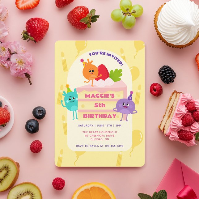 Bumble Nums Birthday Cake  Invitation (Invite on AI generated background)