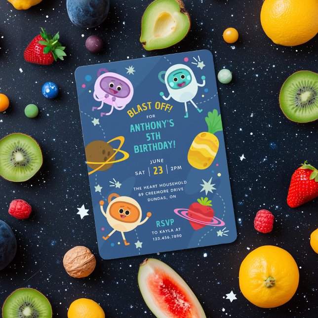 Bumble Nums Space Birthday Invitation (Space Birthday Invitation)