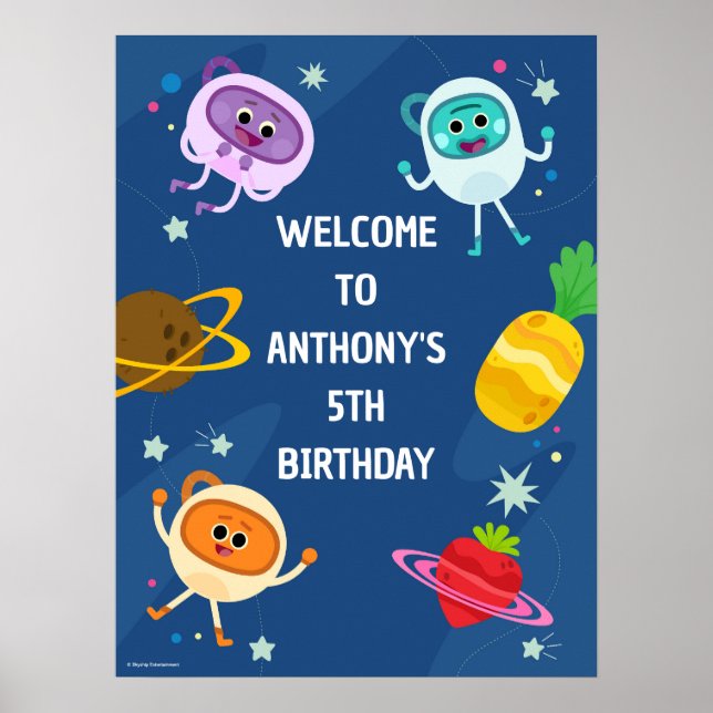 Bumble Nums Space Birthday Welcome Poster (Front)
