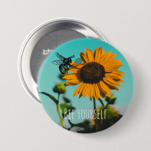 Bumble Tennis with Sunflower Background 7.5 Cm Round Badge