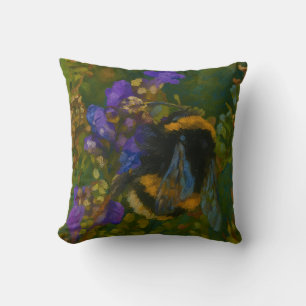 Bumblebee Among Purple Blooms Cushion