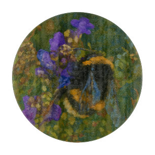 Bumblebee Among Purple Blooms Cutting Board
