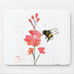 Bumblebee and flower mouse pad
