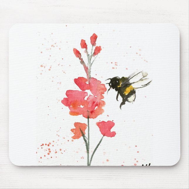 Bumblebee and flower mouse pad (Front)
