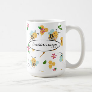Bumblebee and honey pattern coffee mug