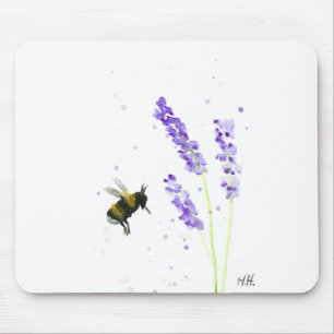 Bumblebee and lavender mouse pad