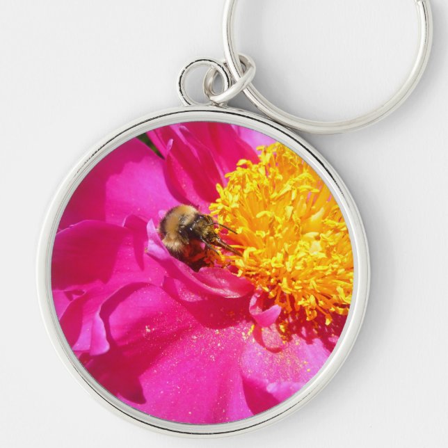 Bumblebee and Peony Key Ring (Front)