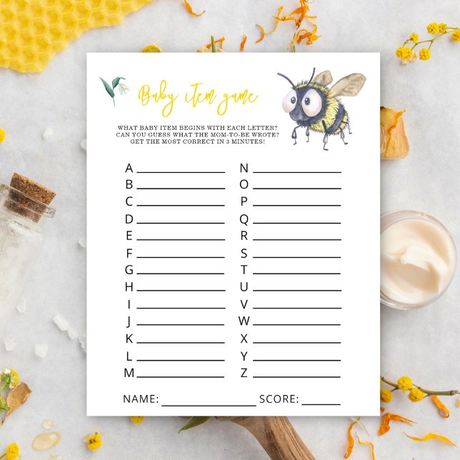 Bumblebee - Baby Item Game. Baby Shower Game (Creator Uploaded)
