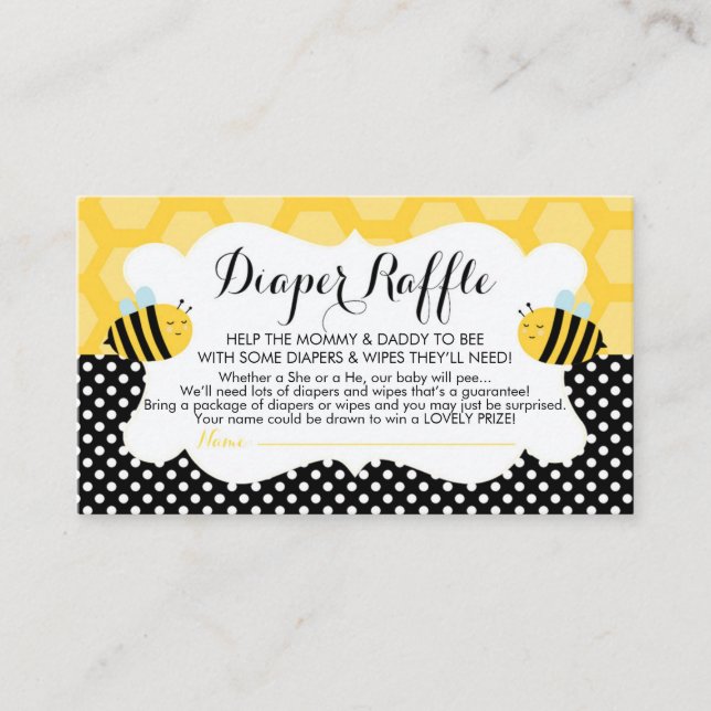 Bumblebee Baby Shower Diaper Raffle | Book Request Enclosure Card (Front)