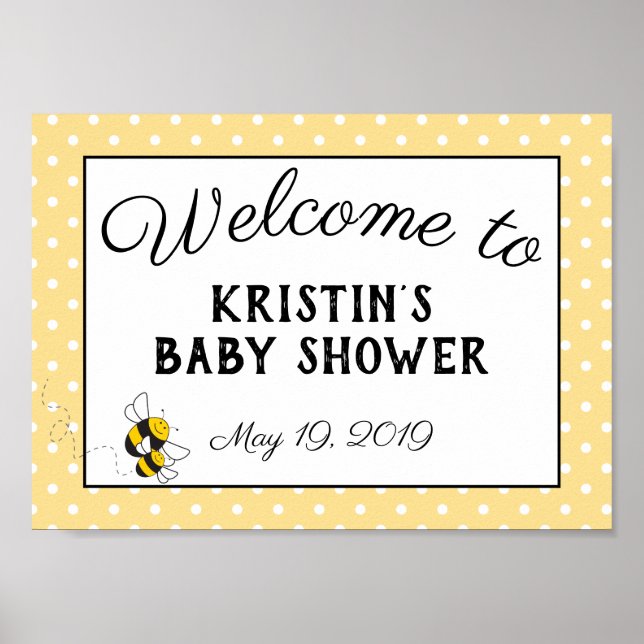 Bumblebee baby shower welcome sign poster (Front)