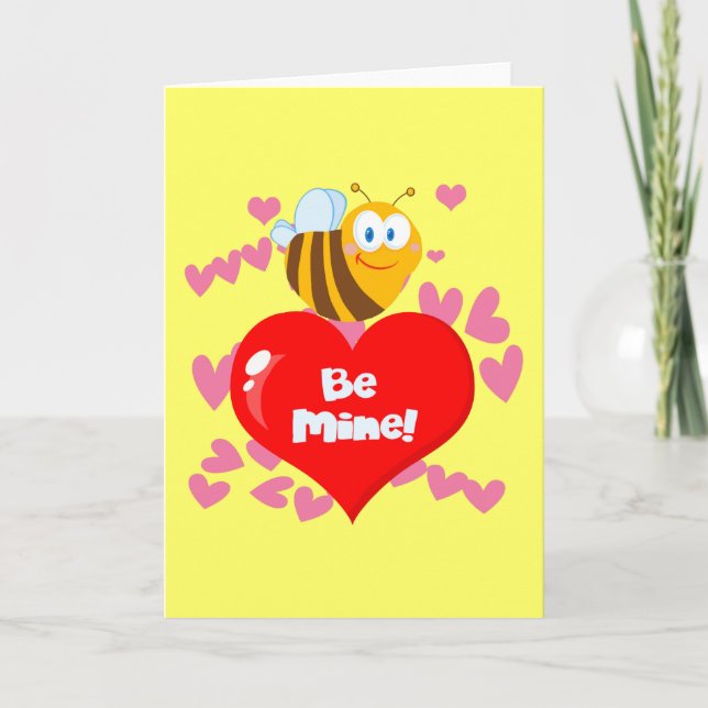 Bumblebee Be Mine Valentine Holiday Card (Front)