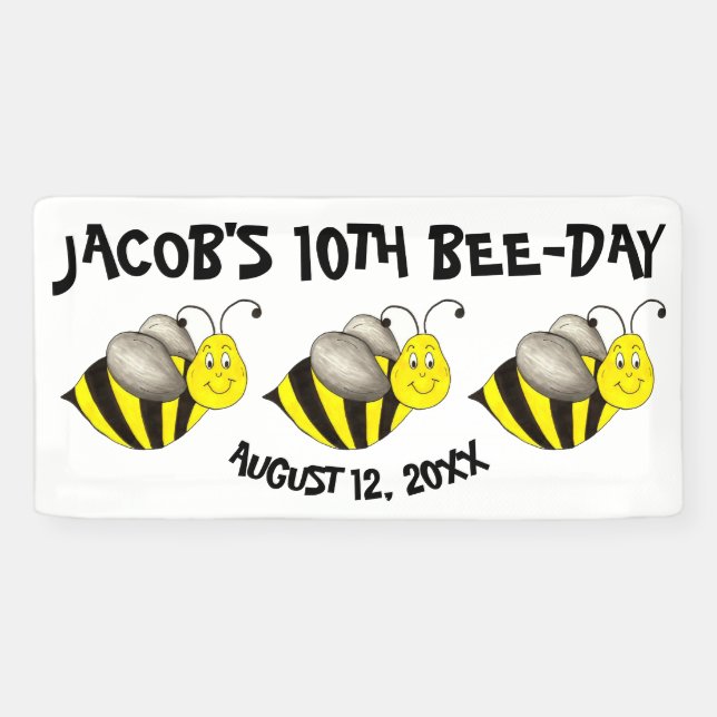 Bumblebee Bee-Day Personalised Birthday Party Banner (Horizontal)
