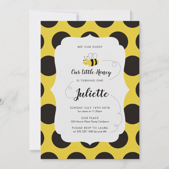 Bumblebee Birthday Party Invitation (Front)
