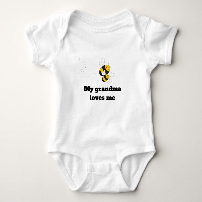 Bumblebee birthday t-shirt, grandma loves me baby bodysuit (Front)
