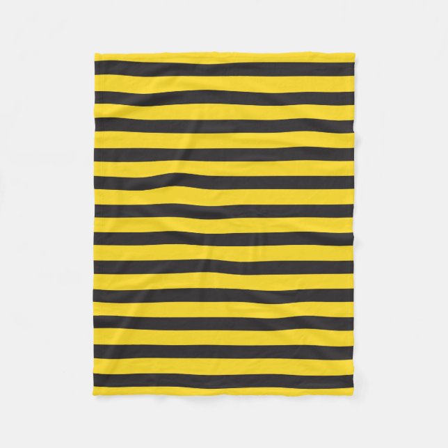 Bumblebee Black Yellow Horizontal Lines Bumble Bee Fleece Blanket (Front)