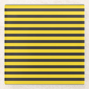 Bumblebee Black Yellow Horizontal Lines Bumble Bee Glass Coaster
