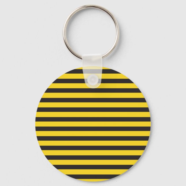 Bumblebee Black Yellow Horizontal Lines Bumble Bee Key Ring (Front)