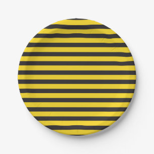 Bumblebee Black Yellow Horizontal Lines Bumble Bee Paper Plate