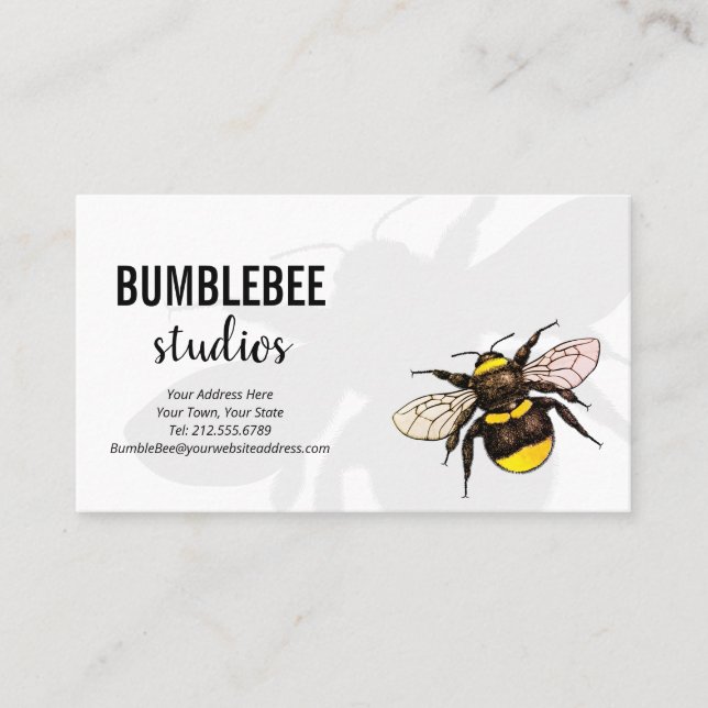 Bumblebee Elegant Nature Lover Environmental Business Card (Front)