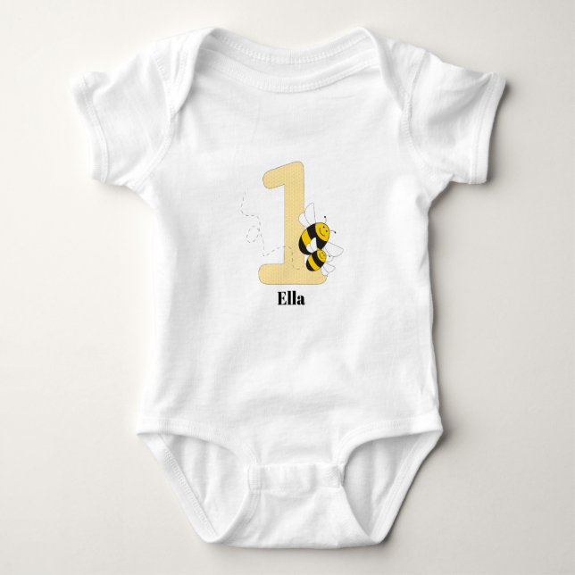 Bumblebee first birthday t-shirt for one year old baby bodysuit (Front)
