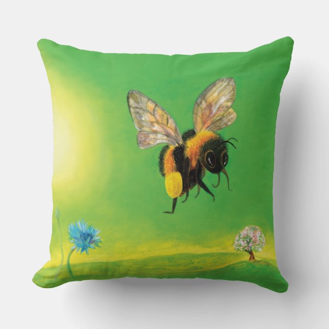 Bumblebee flying illustration  cushion (Front)