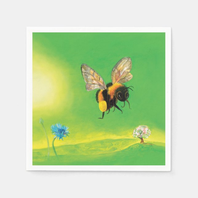 Bumblebee Flying over the Meadow   Napkin (Front)