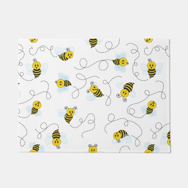 Bumblebee Flying Yellow Black Bumble Bee Doormat (Front)