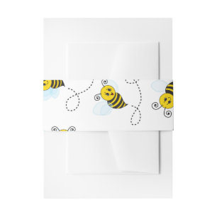 Bumblebee Flying Yellow Black Bumble Bee Invitation Belly Band