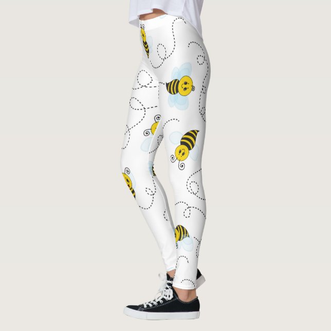 Bumblebee Flying Yellow Black Bumble Bee Leggings (Left)