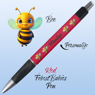 Bumblebee, Fun Kids Honey bee Cartoon Vibrant  Red