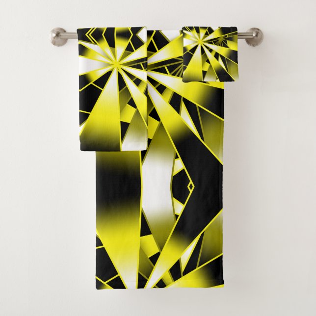 Bumblebee Gradient Colour Perspective Drawing Bath Towel Set (Insitu)