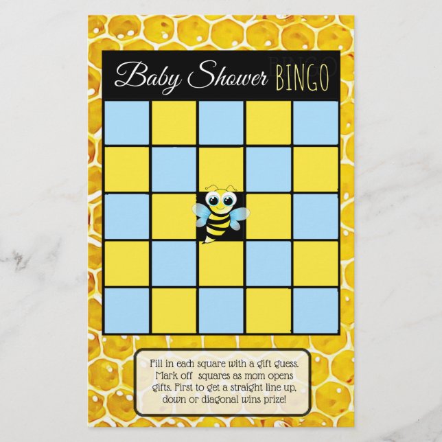 Bumblebee Honey Bee Themed baby shower games Flyer (Front)