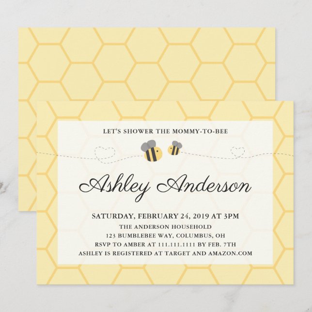 Bumblebee Honeycomb Baby Shower Invitation (Front/Back)