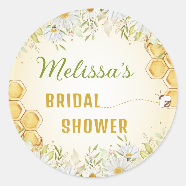 Bumblebee Honeycomb Bridal Shower Bride to Bee Classic Round Sticker (Front)