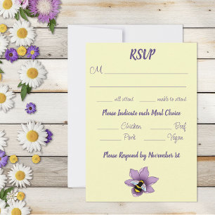 Bumblebee Lavender Flower Yellow RSVP Card
