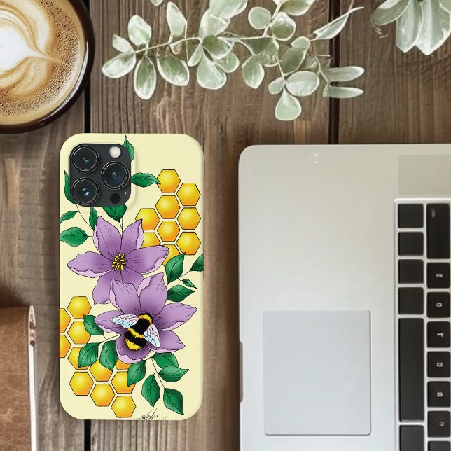 Bumblebee Lavender Flowers Yellow Case-Mate iPhone Case (Creator Uploaded)