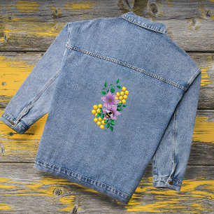 Bumblebee Lavender Flowers Yellow Denim Jacket