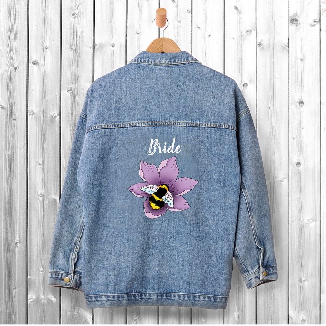 Bumblebee Lavender Flowers Yellow Denim Jacket (Creator Uploaded)