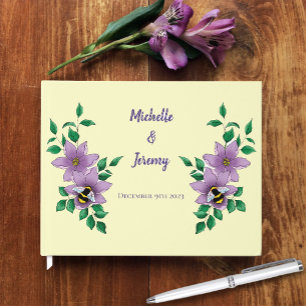 Bumblebee Lavender Flowers Yellow Guest Book
