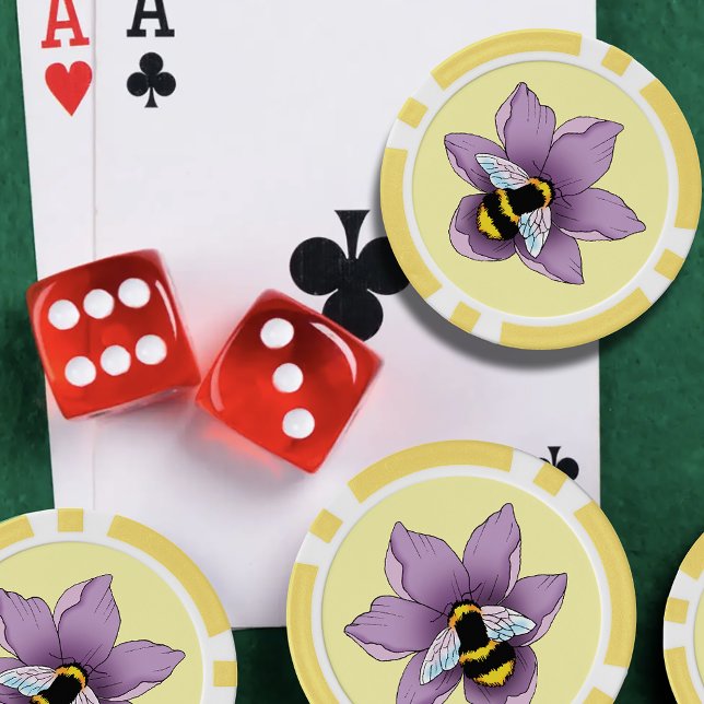 Bumblebee Lavender Flowers Yellow Poker Chips (Creator Uploaded)