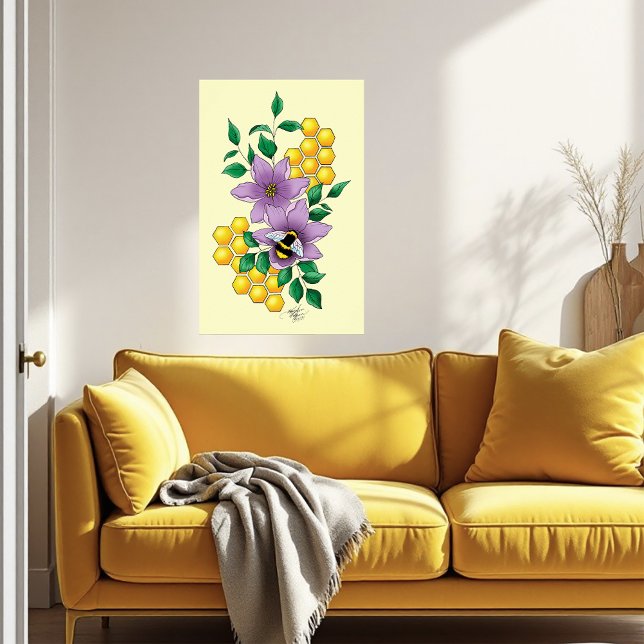 Bumblebee Lavender Flowers Yellow Poster (Creator Uploaded)