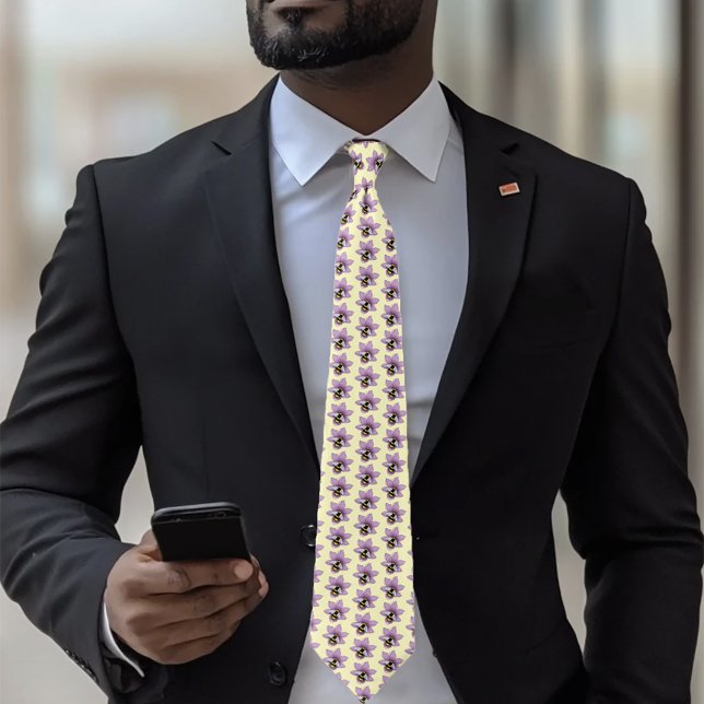 Bumblebee Lavender Flowers Yellow Tie (Creator Uploaded)
