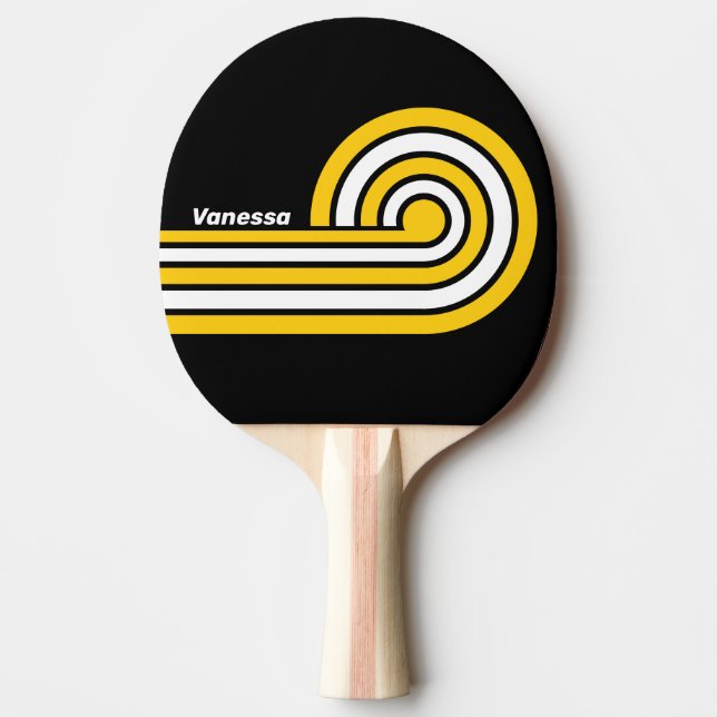 Bumblebee Nostalgic Curl Stripes with Name Ping Pong Paddle (Front)