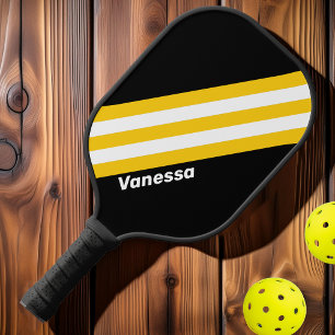 Bumblebee Nostalgic Stripes with Name Pickleball Paddle