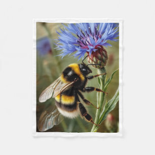 Bumblebee on Blue Flower Blanket