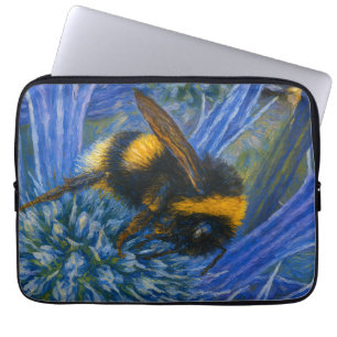 Bumblebee on Blue Thistle Laptop Sleeve