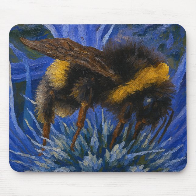 Bumblebee on Blue Thistle Mouse Pad (Front)