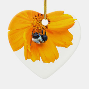 Bumblebee on Cosmos Ceramic Ornament